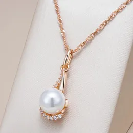 Collane con ciondolo Kinel Luxury 585 Collana color oro rosa per le donne Gioielleria raffinata quotidiana con perle geometriche uniche 2024