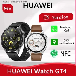 Other Watches Huawei Original Intelligent GT4 Bluetooth Call Intelligent Mens 466 * 466 AMOLED Screen 5ATM Waterproof with GPS NFC Sport Edition Q240301