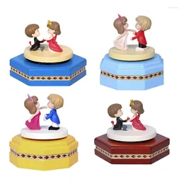 Decorative Figurines Wooden Music Box Rotating Eight Speaker Creative Small Gifts For Girlfriends And Children's Birthday