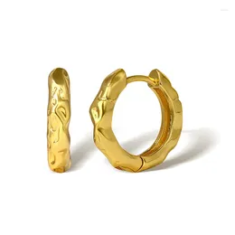 Hoop Earrings Texture Pattern Circle For Women Men Simple Geometric Golden Silver Color Metal Small Huggies Jewelry