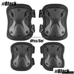 Łokciowe kolano 4pcs/zestaw taktyczny zestaw ochrony walki na zewnątrz CS Paintball Game Skates Ochrona Ochrony Dostawa Dhoij