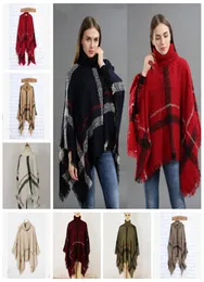 Plaid Poncho Scarf Tassel Fashion Fashion Wraps Kobiety dzianinowe szaliki Tartan Winter Cape Grid Call Koce Cloak Płaszcz SWE138132