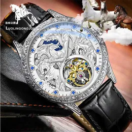 Swiss mechanical watch eight horses watch carved and hollowed out fully automatic mechanical watch mens watch high-end relief watch