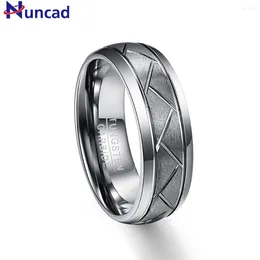 Alyans Nuncad 8mm Erkekler Kubbeli Diagonal Groove Tungsten Karbon Fırçalı Bant Konfor Uygun Boyut 7-12