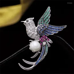 Brooches Donia Jewelry Luxury Color Zircon Pearl Pin Animal Phoenix Brooch Dress Vintage Corsage Coat Hat Bag Accessories