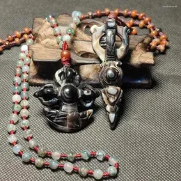 Hängen tibetansk etnisk stil naturlig agat artefakt talisman celestial eye sten pärla dzi halsband hänge