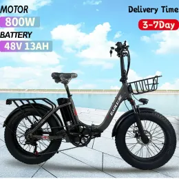 Bisiklet 800W Alüminyum Opvouwbare Electci Fiets 20*4.0 inç Dikke Band Strand Snow Ebike 48V 13AH Lityum Batrij Elekttrische Fiets