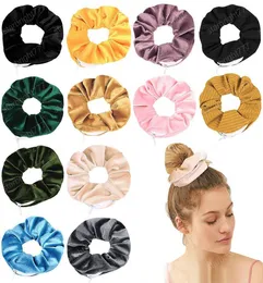 Nastri per capelli in velluto Cerniera Fasce elastiche per capelli Scrunchy per ragazze Copricapo in velluto Copricapo per coda di cavallo Cravatte per capelli Pleuche Borsa piccola6147115