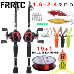 Combo Balıkçılık Seti 19+1bb Baitcasting Balıkçılık Makarası ile Teleskopik Balıkçılık Çubuğu Balık Balıkçılık Takımı Tatlı su veya tuzlu su balıkçılığı