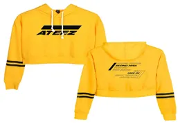 Felpa con cappuccio classica personalità Cool Ateez Kpop Felpe con cappuccio donna coreana ombelico Stampa sexy elegante pullover popolare streetwear G14879931