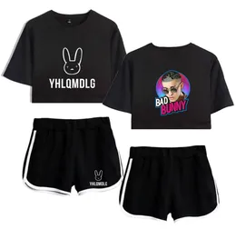 Rapper Hip Hop Bad Bunny Sexy 2 Piece Set Women Conjunto Feminino Women Crop Top and Shorts Two Piece Outfits Matching Sets7065989