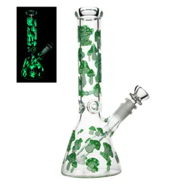 REANICE Thick Glass Bong Water Pipes with Downstem 14mm Luminous Hookah 26cm 10.3inch