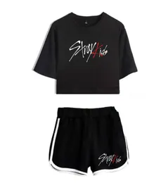 Summer Women039s مجموعات كورية Kpop Stray Kids Short Sleeve Top Shorts Sweat Suits Women Tracksuit