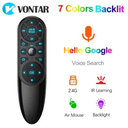 Teclados Q6 Pro Voice Remote Control 2.4g Mouse de ar sem fio com giroscópio Color iluminado IR Aprendizagem para Android TV Box TX9S X1 X3 Pro