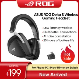 Microphones Asus Rog Delta S Gaming Headset Lightweig with 2.4 Ghz Lowlatency Wireless Earphones for Phone/pc//playstation Nintendo Switch