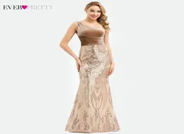 Ever Pretty Rose Gold Ballkleider Lang One Shoulder Pailletten Elegante formelle Partykleider Sexy Meerjungfrau Kleider Gala Jurken 20198205622