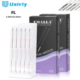 Needles EMALLA Tattoo Needles Premium RL 0.3/0.35mm 50PCS Needles Disposable Assorted Sterile Needle for Tattoo Machine Makeup Supplies