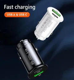 New Car Cigarette Lighter Dual Port Mini USB C 31A Mobile Phone Fast Charging Type C Usb PD Car Charger DHL UPS12436168225131