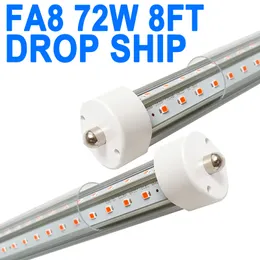 Lâmpadas LED de 8 pés, base Fa8 de pino único, 72 W (equiv. 300 W), luz diurna de 6500 K, 7200LM, luzes de tubo LED T8 T10 T12 de 8 pés, luz fluorescente de substituição de LED de 96 '', desvio de reator crestech