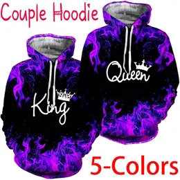 Men's Hoodies Est 3D Printing Trendy Matching Couple King And Queen His Her Hooded Pullover Sweatshirt Valentine's Day Gifts