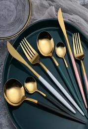 Stainless Steel Mirror Tableware Gold Knife Meal Spoon Fork Tea Spoon Flatware Simple Exquisite Western Dinner Cutlery Dinnerware 5252938