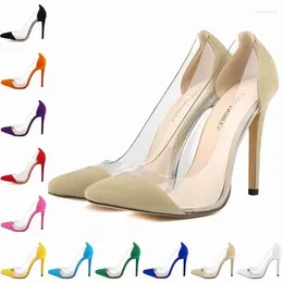 Dress Shoes 2024 Women's Thin High Heels Sexy Bride Party Wedding Pumps Pointed Toe Flock 11CM Slip On Mujer Bombas Size 35-42