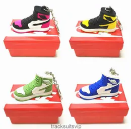 14 Colors Wholesale Designer Mini Silicone Sneaker Keychain With Box For Men Women Kids Key Ring Gift Shoes Keychains Handbag Chain Basketball Shoe Key Holder