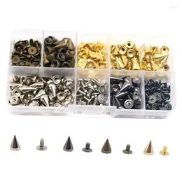 Anklets 160 Sets 10MM Mixed Color Spikes And Studs Kit Metal Cone Screw Back Leather Craft Rapid Rivet Screws Punk