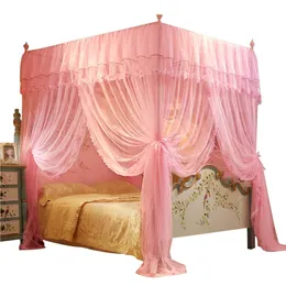 Romantic Mosquito Net Bed Canopy Princess Queen Mosquito Bedding Net Bed Tent Four Posters Floor-Length Curtain Tent Mesh 1.5x2m 240228