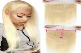 13x6 TranparentHD LACE Frontal 613 Blonde Brazilian Straight Human Hair Closure Preched Baby Hair1436747