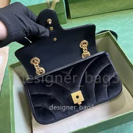 Borse 10A Qualità 1: 1 23ss Nuove borse Marmont da donna Mini borse a tracolla in velluto trapuntato a forma di V Borsa a tracolla singola Borsa a portafoglio moda