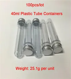 Billiga 100 -pieceslot 40 ml Vaper Vials 55 tum långa aluminiumlock plaströr vaxar burkar på världen över5204633