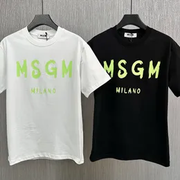 Дизайнерские летние футболки MSGM Топы с надписью с короткими рукавами C1 MSGM Женские футболки с принтом в кости Пуловер с круглым вырезом Футболка для пар Хлопок High Street CHD2403014-12