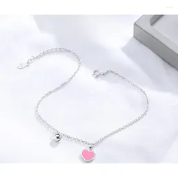 Anklets S925 Sterling Silver Pink Love Woman Anklet Fashion Trend Simple Style Original Design 2024 Selling Temperament Ins Gift