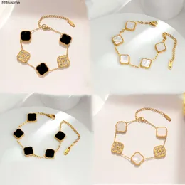 Classic Designer Gold Bracelet Women Fashion Charm Bracelets 4/four Leaf Clover Jewelry Gold Bangle for Woman Men Chain Jewelery Gift