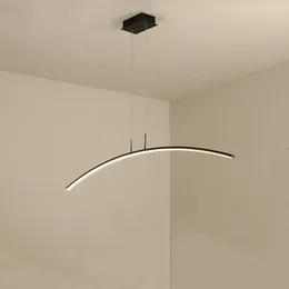 Lampade a sospensione Luci a LED moderne Lampada da sospensione in ferro ad arco minimalista per sala da pranzo, studio, loft, decorazioni per ufficio, apparecchi per riunioni