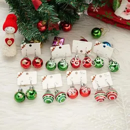 Orecchini pendenti natalizi per ragazze, palla rossa verde, fiocco di neve, regalo di gioielli natalizi per ragazze