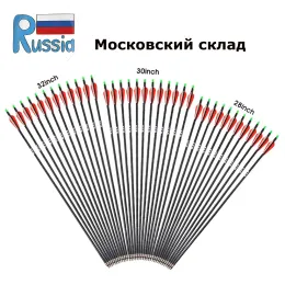 Equipamento Rússia Spine 500 Arrow de carbono 28/30/32 polegadas com pontas de seta substituível Nocks ajustáveis compostos/recurvores arco e flecha