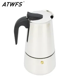 Araçlar Atwfs Yüksek Kaliteli 2/6 Subs Paslanmaz Çelik Kahve Makinesi Moka Pot Espresso Bardak Latte Percolator Soba Üst Espresso Pot