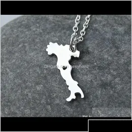 Pendant Necklaces Pendants Jewelry Drop Delivery 2021 10Pcs- European Country Map Necklace Charm Italian Italia Pride I Heart Love C Dhx5A