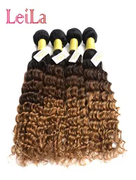 브라질 인간 머리 4bundles Deep Wave Curly 1B427 Ombre Virgin Hair Bundles Leilabeauthair Deep Wave 1B427 Bundels1262776