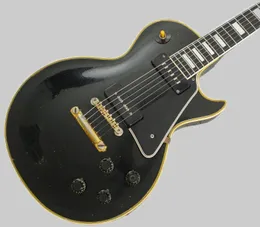 Custom 1958 Reissue P90 Pickup Black Beauty Electric Guitar Ebony Fingerboard, Yellow 5 Ply Binding, Black Pickguard, White Pearl Block Inlay 3698