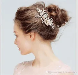 2019 luxo rosa ouro flores nupcial headpieces peças de cabelo em estoque diamante hairpin para casamentos feminino acessórios de noiva 2079505