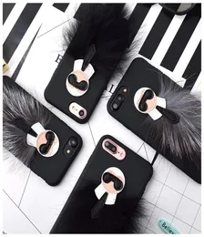 3pieceslot 3DケースラファイエットカバーiPhone 7 7 Plus 6 6S 6plus Mr Karllagerfeld Fur Skin for Apple Black Back Case Cover4122763