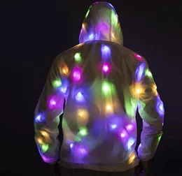 Men039S 재킷 코트 남성용 여성용 빛나는 LED 화려한 빛나는 의류 패션 탑 배 Battery7905434
