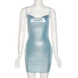 Europa e nos estados unidos verão novo halter feminino sem costas boate vento picante menina temperamento pacote fino vestido de quadril feminino