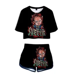 Seed Of Chucky 3D поп-шорты и футболки Кукла-призрак женские комплекты из двух предметов с крутым принтом из фильма ужасов для девочек укороченная верхняя одежда X06127806974