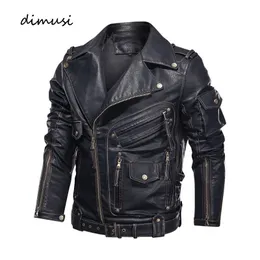 Dimusi Winter Mens Leather Jacket Men Fashion Motorcycle Pu Cool Zipper Pockets Coats Clothing 240223