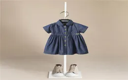 Yeni Kız Giysileri Kızlar Denim Kısa Mini Elbise Toddler Jean Uzun Kollu Günlük Parti Elbise Çocuklar İçin Q07164120429