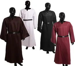 Trajes medievais Wicca Pagan Ritual Robes 4 cores Mens Vintage Priest Vestido Cope Sacerdote Clero Robe Traje Cosplay com Cintura 6034820